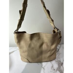 Prada Beige Leather Hobo Shoulder Bag